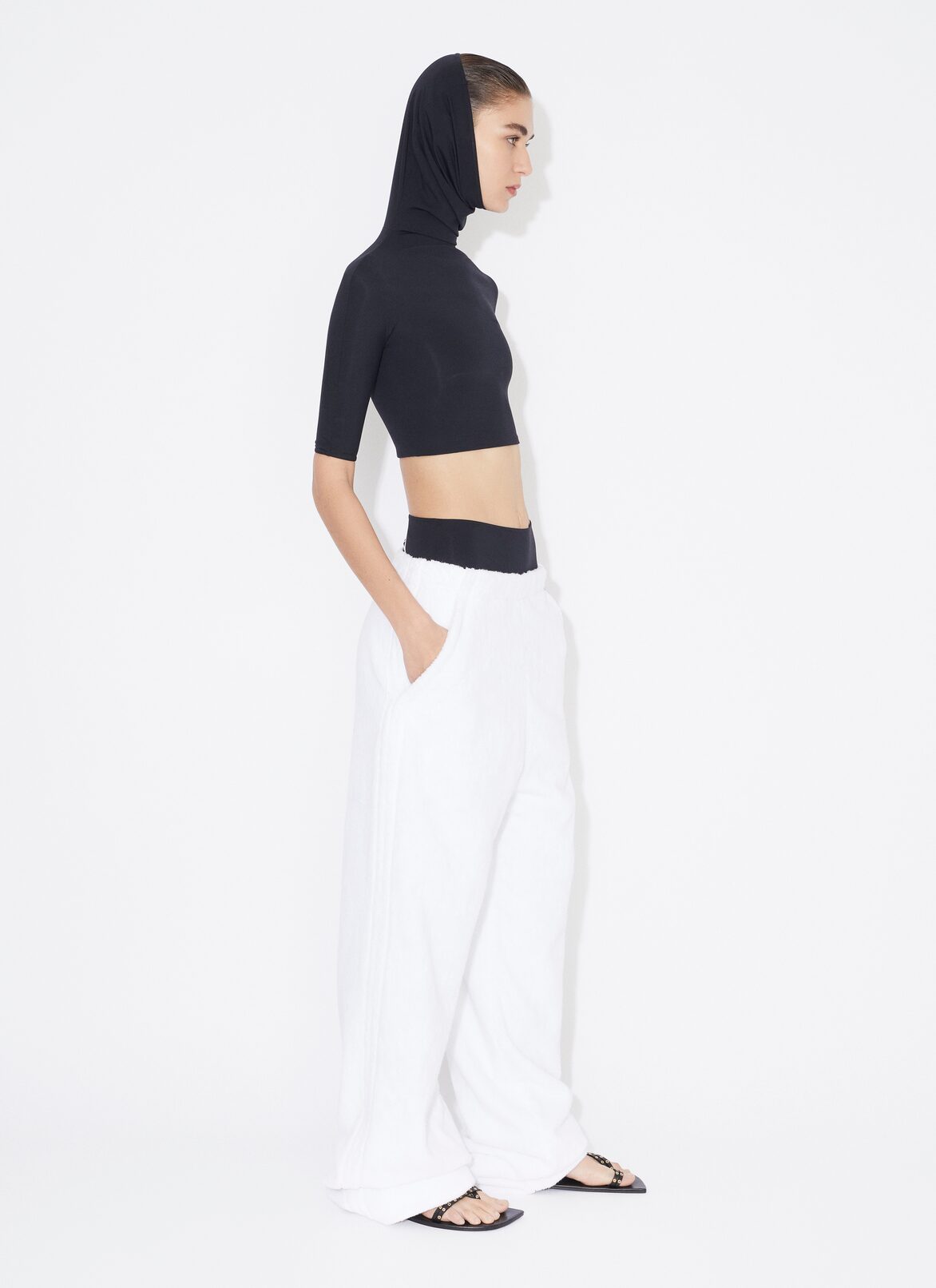 LOOSE PANTS IN COTTON TERRY ALAÏA WHITE LOOSE PANTS IN COTTON TERRY